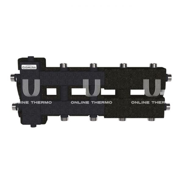 Балансировочный коллектор Gidruss (Гидрусс) BM-60-5DU.EPP, до 60 кВт, конструкционная сталь, с термоизоляцией