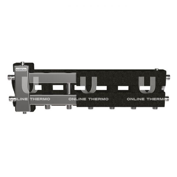 Балансировочный коллектор Gidruss (Гидрусс) BMSS-60-4D.EPP, до 60 кВт, нержавеющая сталь, с термоизоляцией