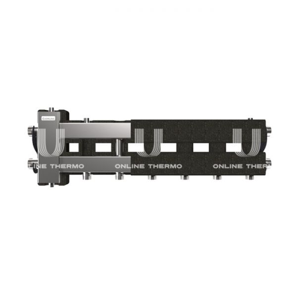 Балансировочный коллектор Gidruss (Гидрусс) BMSS-80-4D.EPP, до 80 кВт, нержавеющая сталь, с термоизоляцией