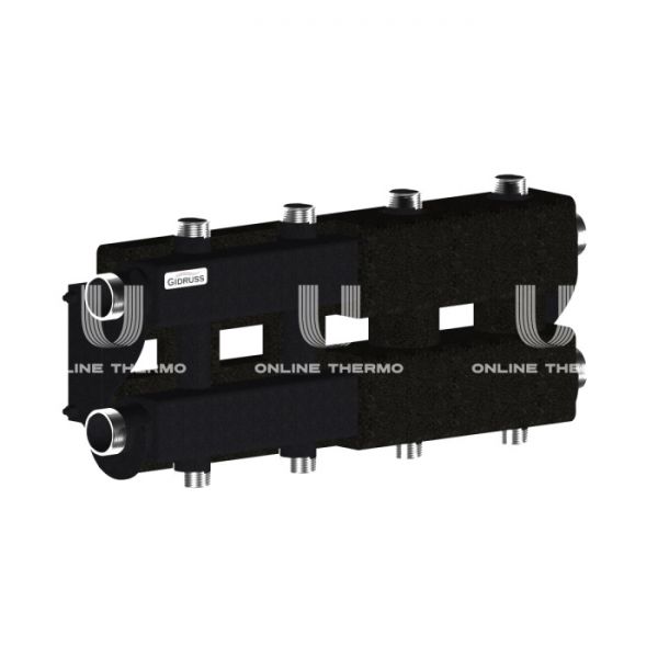 Модульный распределительный коллектор Gidruss (Гидрусс) MK-100-4DU.EPP, до 100 кВт, конструкционная сталь, с термоизоляцией, черный муар