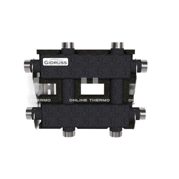 Модульный распределительный коллектор Gidruss (Гидрусс) MK-60-3DU.EPP, до 60 кВт, конструкционная сталь, с термоизоляцией, черный муар