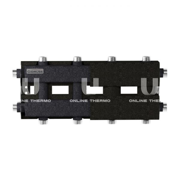 Модульный распределительный коллектор Gidruss (Гидрусс) MK-60-5DU.EPP, до 60 кВт, конструкционная сталь, с термоизоляцией, подключение для температурного датчика