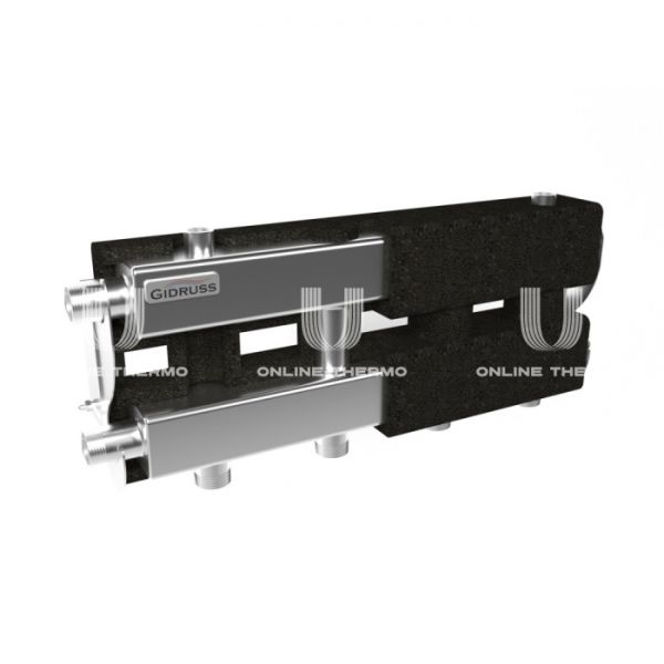Модульный распределительный коллектор Gidruss (Гидрусс) MKSS-60-3D.EPP, до 60 кВт, нержавеющая сталь, с термоизоляцией, универсальное подключение термодатчика