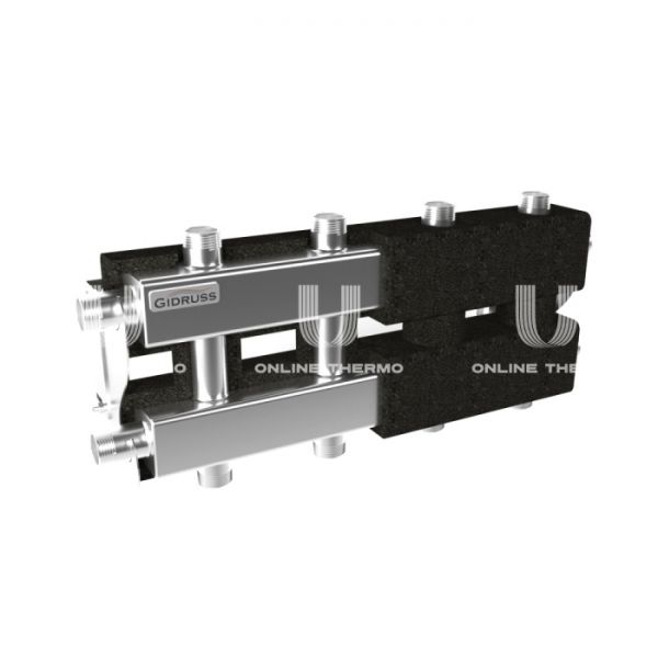 Модульный распределительный коллектор Gidruss (Гидрусс) MKSS-60-5DU.EPP, до 60 кВт, нержавеющая сталь, с термоизоляцией