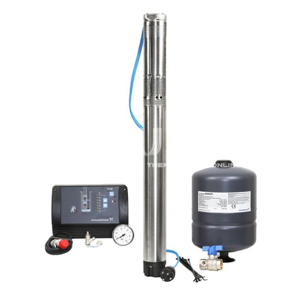 Комплект для поддержания постоянного давления Grundfos 96524501 с насосом SQE 3-65, с блоком управления CU 301, с гидробаком 8 л