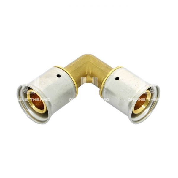 Угольник (угол) 90° равносторонний Henco 1P-2626, 26 мм, латунь, пресс-фитинг