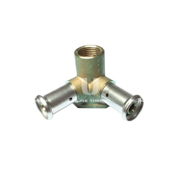 Тройник настенный (водорозетка) Henco 3P-200420, 20x1/2"x20, высота 52 мм, латунь, пресс-фитинг