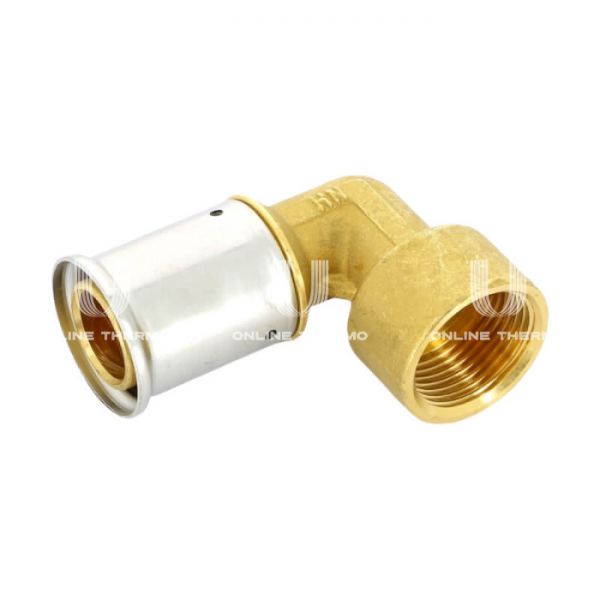 Угольник (угол) 90° с внутренней резьбой Henco 6P-2605, 26x3/4", латунь, пресс-фитинг