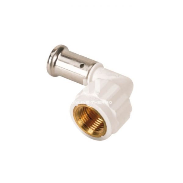 Угольник (угол) 90° с внутренней резьбой Henco 6PKW-2605, 26х3/4", белый, пресс-фитинг