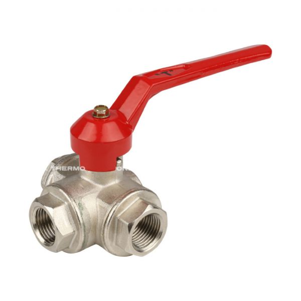 Кран шаровый трехходовой Itap 1280012T 1/2" ВР-ВР-ВР, 128T, стандартный проход, ручка-рычаг