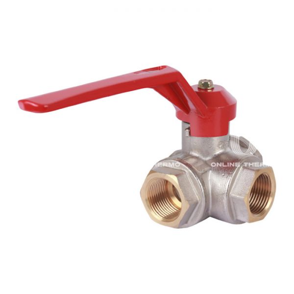 Кран шаровый трехходовой Itap 1280114L 1 1/4" ВР-ВР-ВР, 128L, стандартный проход, ручка-рычаг