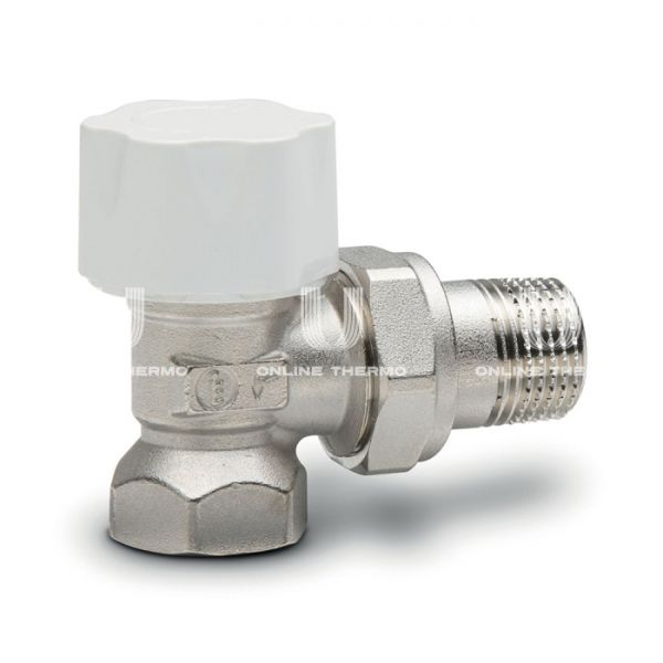 Термостатический клапан (терморегулятор) Luxor 12022700, 3/4" ВР-НР, угловой, хромированный, с преднастройкой