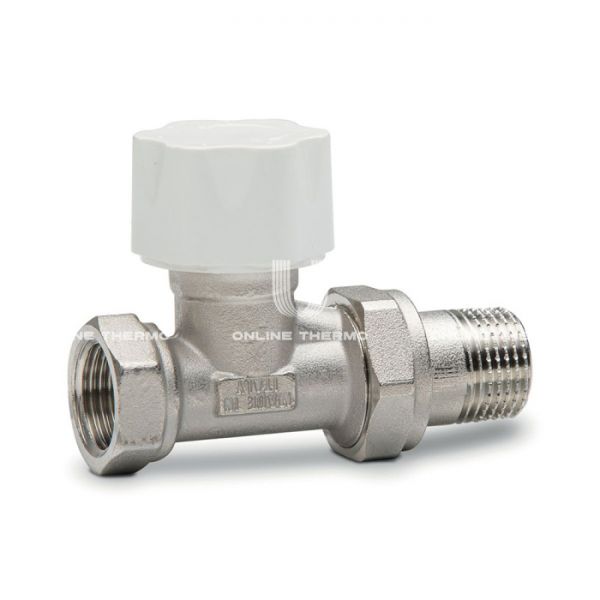 Термостатический клапан (терморегулятор) Luxor 12222100 (69222100D), 1/2" ВР-НР, прямой, хромированный, с преднастройкой