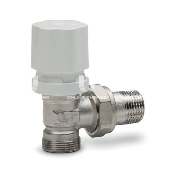 Термостатический клапан (терморегулятор) Luxor 12722721, 1/2" НР, угловой, хромированный, с преднастройкой