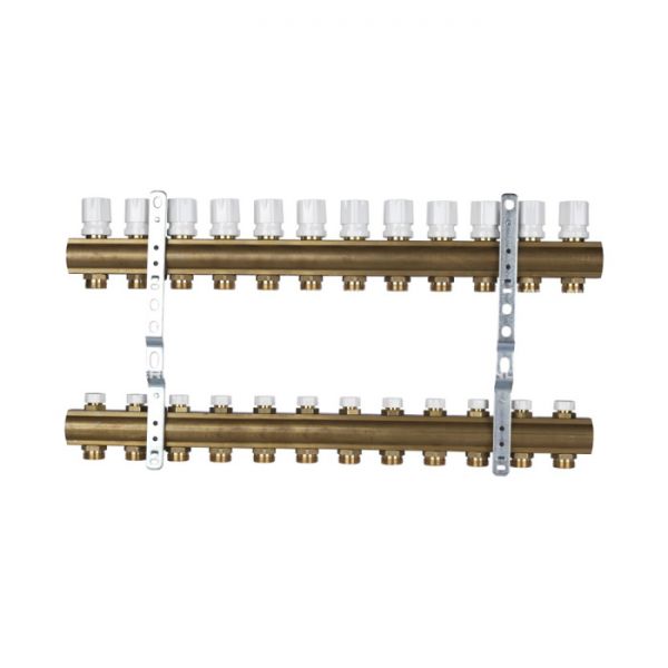 Распределительный коллектор (группа) для отопления Luxor 15552712 ВР 1", на 12 контуров 3/4" EK
