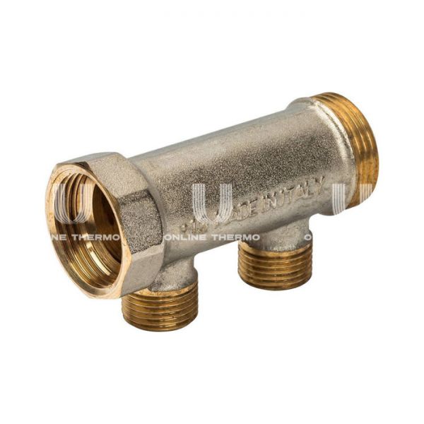 Нерегулирующий проходной коллектор (гребенка) Luxor 47410, 1" ВР-НР, на 2 контура