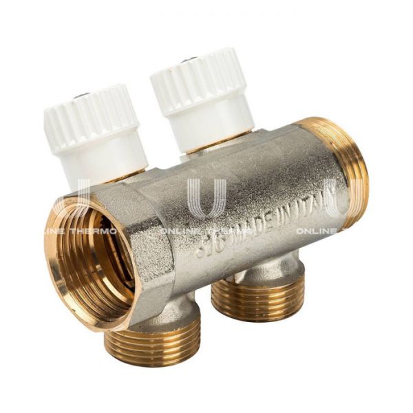 Коллектор распределительный с запорными клапанами Luxor 68512802, 3/4", на 2 выхода 3/4" EK