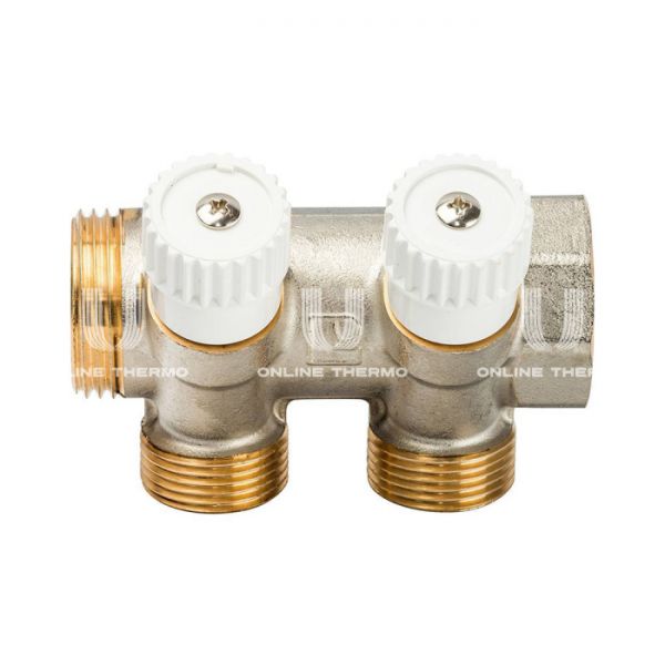 Коллектор распределительный с запорными клапанами Luxor 68512802, 3/4", на 2 выхода 3/4" EK