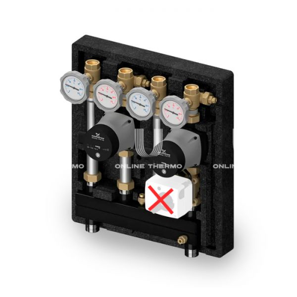 Насосно-смесительный модуль Meibes Kombimix UK_MK M26102.3OSRU, 2 смесительных контура без привода, с насосом Grundfos UPM3 Hybrid 15-70, подача справа