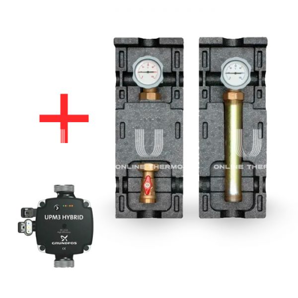 Насосная группа Meibes V-UK M66814.36, прямая, DN 32 (1 1-4") с насосом Grundfos UPM3 Hybrid 25-70 180
