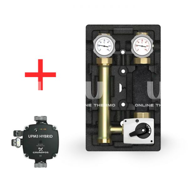 Насосная группа Meibes MK M66831.36MRU, смесительная с приводом, DN 25 (1"), с насосом Grundfos UPM3 Hybrid 25-70 180, подача справа