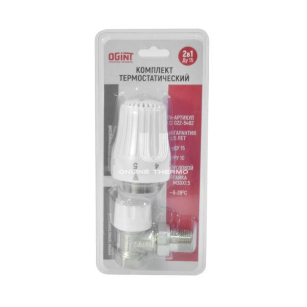 Комплект термостатический прямой с термоголовкой Ogint 3/4" ВР-НР, без преднастройки
