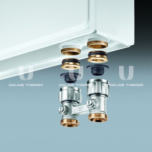 Узел нижнего подключения Oventrop 1015813, 3/4"ЕК НГ-НР, Multiflex F, прямой, с подключением ЕК