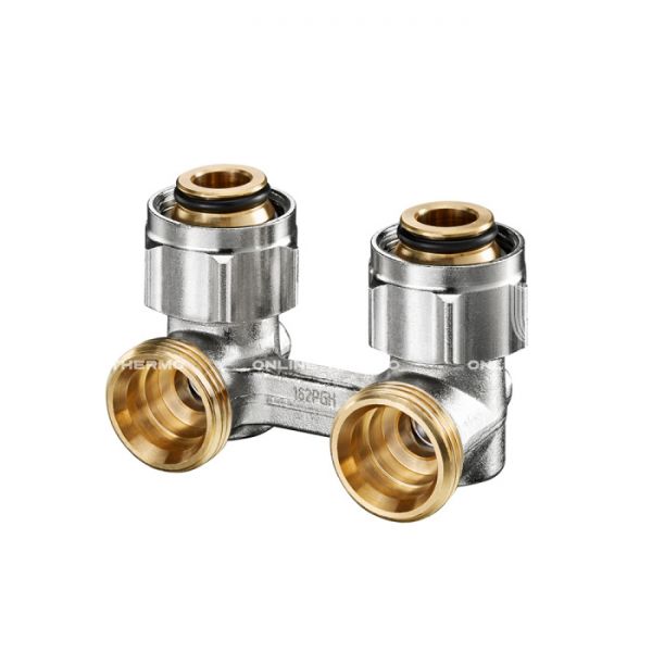 Узел нижнего подключения Oventrop 1015814, 3/4"ЕК НГ-НР, Multiflex F, угловой, с подключением ЕК