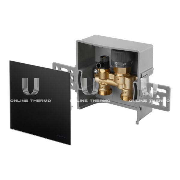 Набор терморегулятора Oventrop Unibox E RTL 1022761, 20-40°C, крышка черное стекло