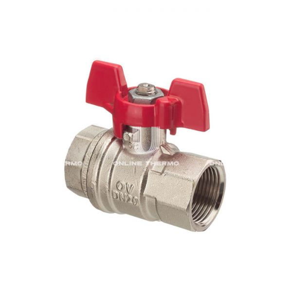 Кран шаровый Oventrop Optibal 1076103, 3/8" ВР-ВР, полнопроходной, ручка-бабочка
