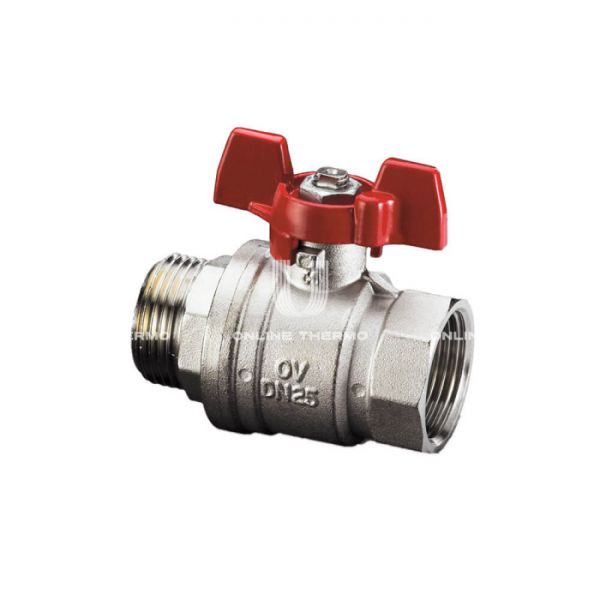 Кран шаровый Oventrop Optibal 1076303, 3/8" ВР-НР, полнопроходной, ручка-бабочка