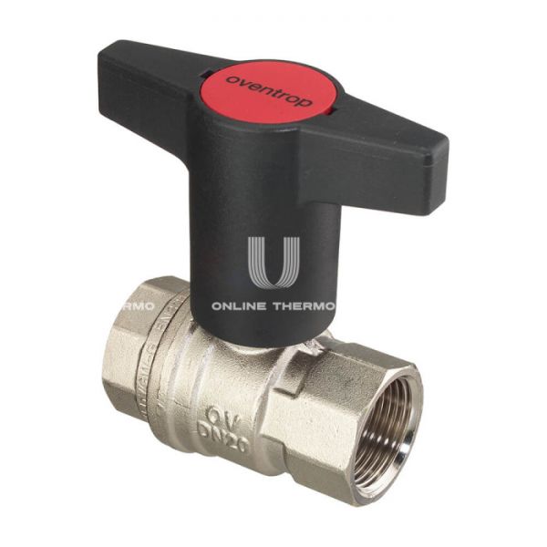 Кран шаровый Oventrop Optibal 1077110, 1 1/4" ВР-ВР, полнопроходной, ручка пластиковая удлиненная