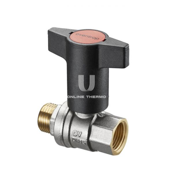 Кран шаровый Oventrop Optibal 1077312, 1 1/2" ВР-НР, полнопроходной, ручка пластиковая удлиненная