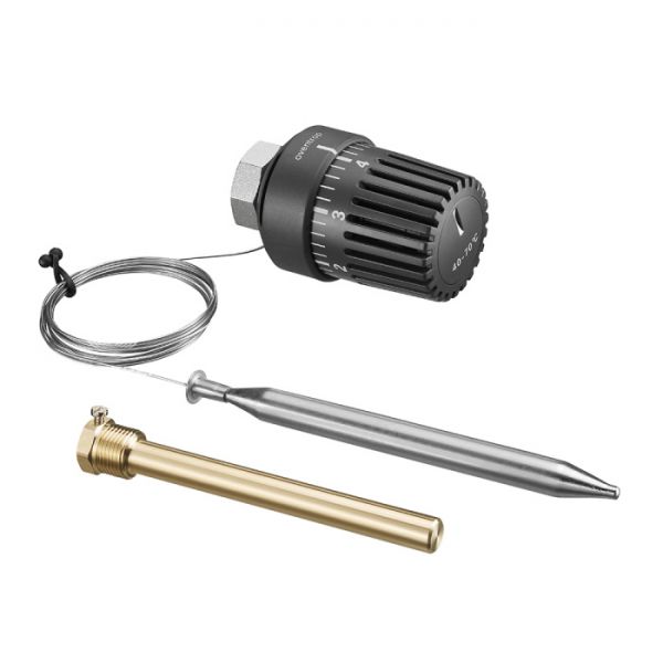 Термостатическая головка (термостат) Oventrop 1140563, М30х1.5, с погружным датчиком, черная антрацит RAL 7016, 2 м