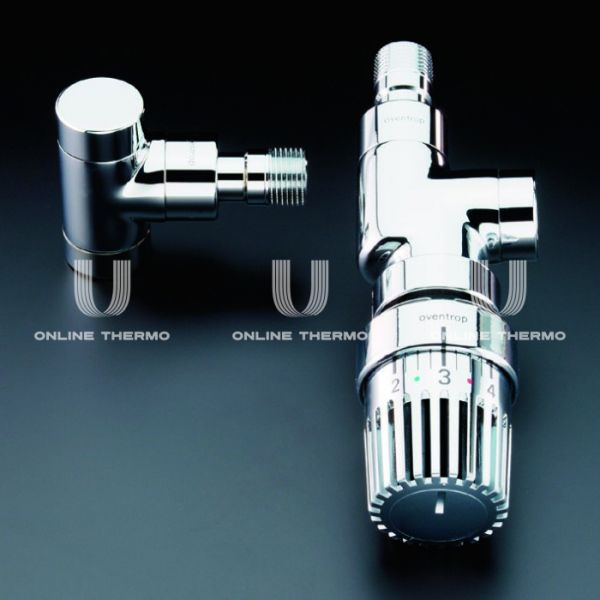 Термостатический клапан (терморегулятор) Oventrop 1163252, DN15, 1/2" ВР-НР, серия E, осевой, хромированный, с преднастройкой