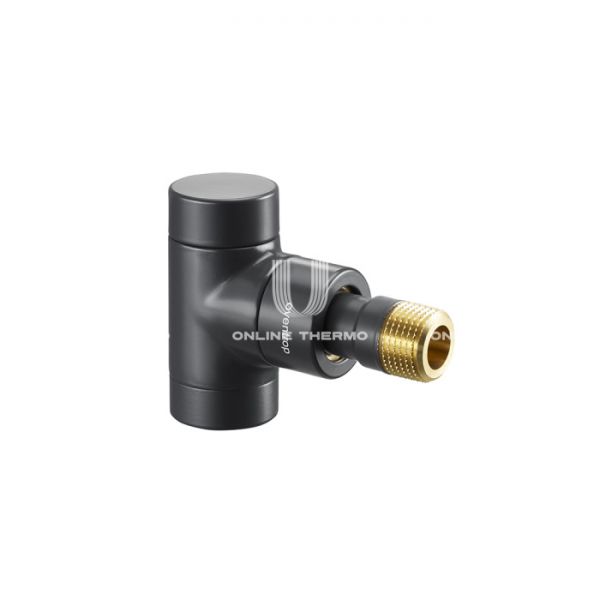 Запорный радиаторный клапан (вентиль) ручной регулировки Oventrop 1166032, DN15, 1/2" ВР-НР, Combi E, угловой, черный антрацит