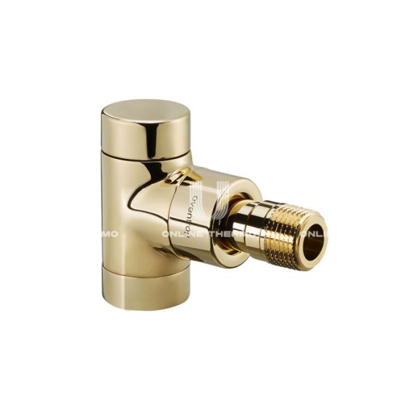 Запорный радиаторный клапан (вентиль) ручной регулировки Oventrop 1166072, DN15, 1/2" ВР-НР, Combi E, угловой, позолоченный