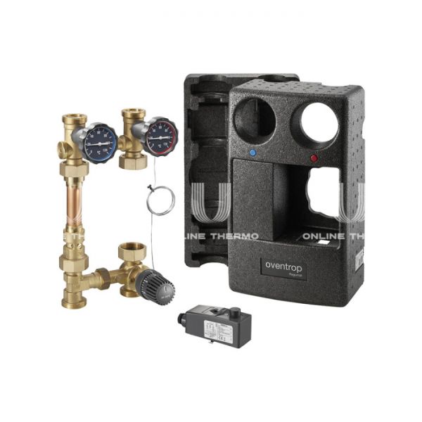 Насосная группа Oventrop Regumat F-180 1354070, смесительная с термоголовкой, DN 25 (1"), без насоса, подача справа