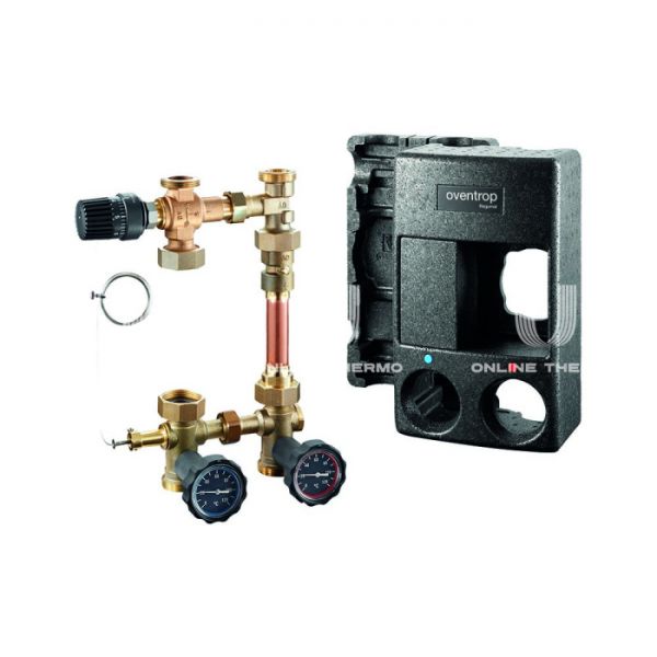 Насосная группа Oventrop Regumat RTA-180 1354580, смесительная с термоголовской на обратную линию, DN 25 (1"), без насоса, подача слева