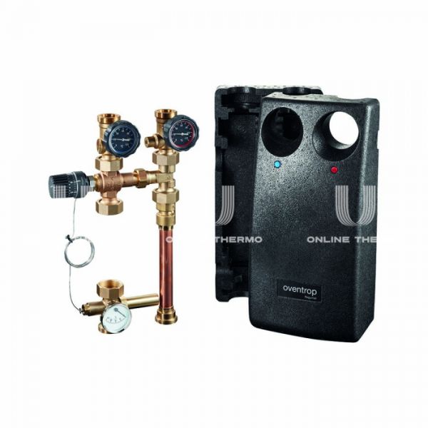 Насосная группа Oventrop Regumat RTA-180 1354692, смесительная с термоголовской на обратную линию, DN 25 (1"), без насоса, подача слева