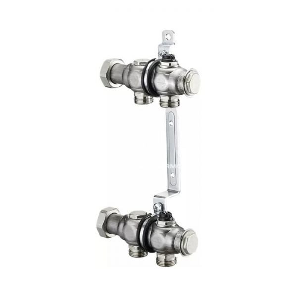 Распределительный коллектор (группа) для отопления Oventrop Multidis SH2 1407152, ВР 1", на 2 контура, 3/4" ЕК, нержавеющая сталь, нерегулирующий