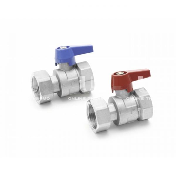 Комплект двух прямых никелированных шаровых кранов Rehau 12081221001, 1" ВР-НГ, для коллекторов HKV/HLV