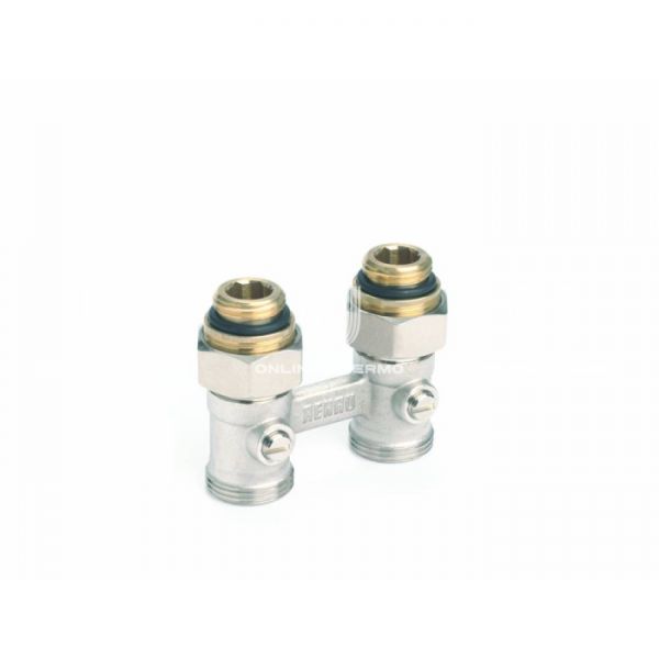 Узел нижнего подключения с шаровыми кранами Rehau 12407271001 1/2"x3/4", с ниппелями G1/2"xG3/4", прямой