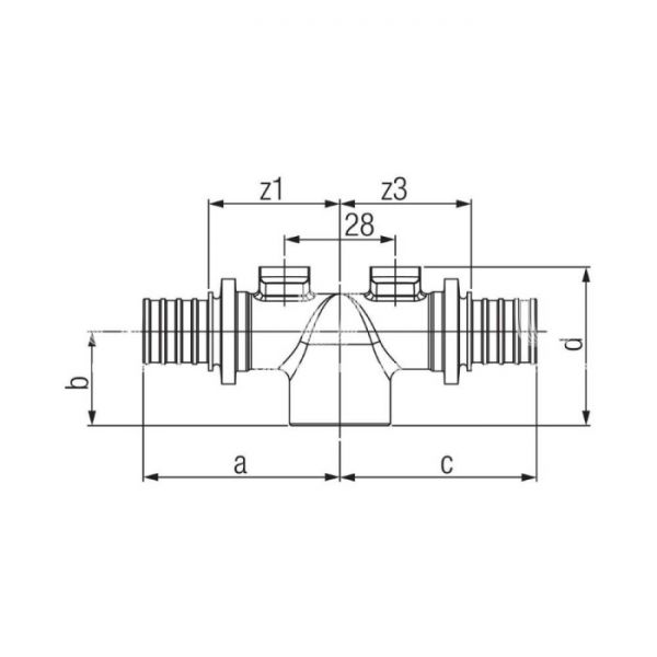 Тройник настенный (водорозетка) с внутренней резьбой Rehau Rautitan RX+ 14562931001, 16х1/2"х20, аксиальный