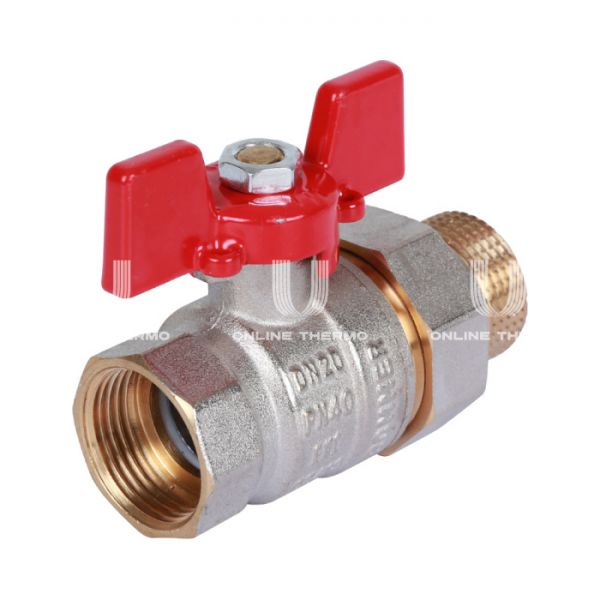 Кран шаровый с разъемным соединением Rommer RBV-0005-0510220, 3/4" ВР-НР, стандартный, ручка-бабочка