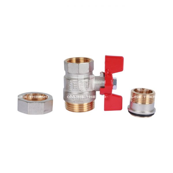 Кран шаровый с разъемным соединением Rommer RBV-0005-0510220, 3/4" ВР-НР, стандартный, ручка-бабочка