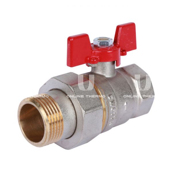 Кран шаровый с разъемным соединением Rommer RBV-0005-0510225, 1" ВР-НР, стандартный, ручка-бабочка