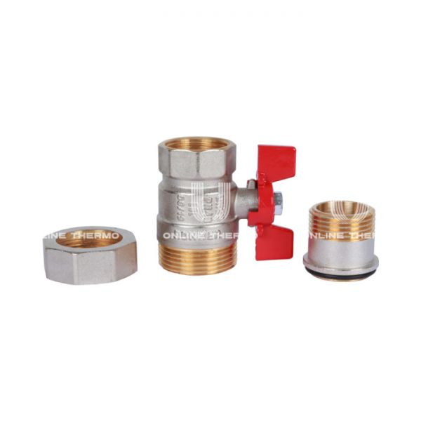 Кран шаровый с разъемным соединением Rommer RBV-0005-0510225, 1" ВР-НР, стандартный, ручка-бабочка