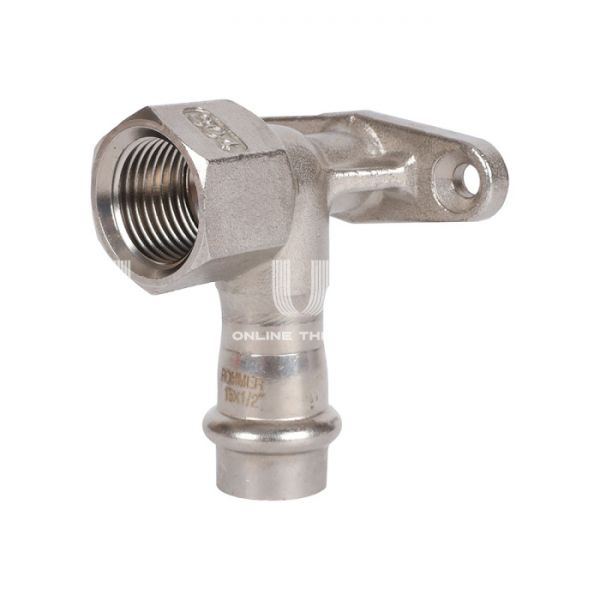 Угольник настенный (водорозетка) однораструбный с внутренней резьбой Rommer RSS-0011-001512, 1/2"?15 мм, пресс-обжим