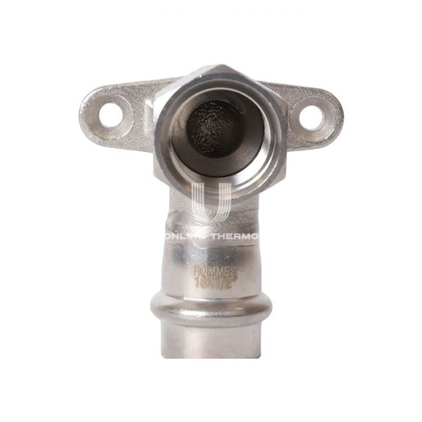 Угольник настенный (водорозетка) однораструбный с внутренней резьбой Rommer RSS-0011-001812, 1/2"?18 мм, пресс-обжим